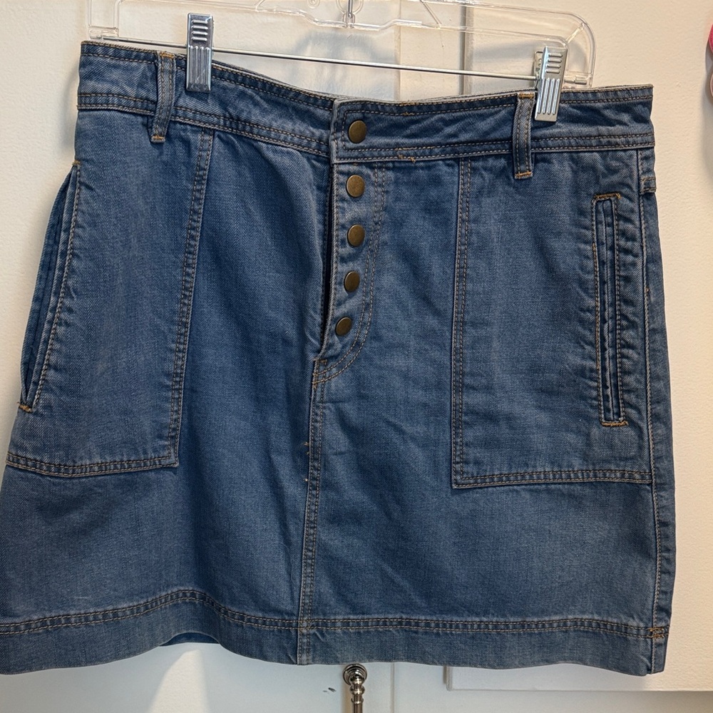 Denim Button-Front Skirt